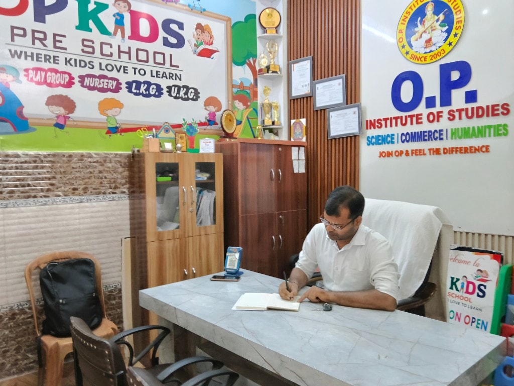 OP Institute front desk — Founder Om Prakash